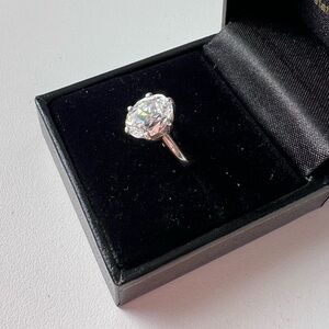 3 CT Oval Cut Cubic Zirconia Diamond Look Sterling Silver Engagement Ring 5.5